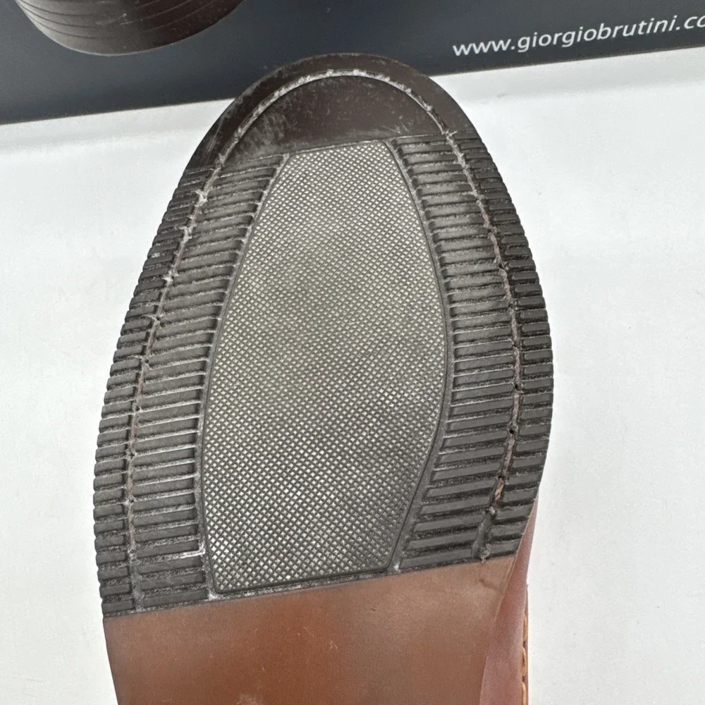 Giorgio Brutini Men's Woven Tassel Loafers Brown Leather Shoes 10M